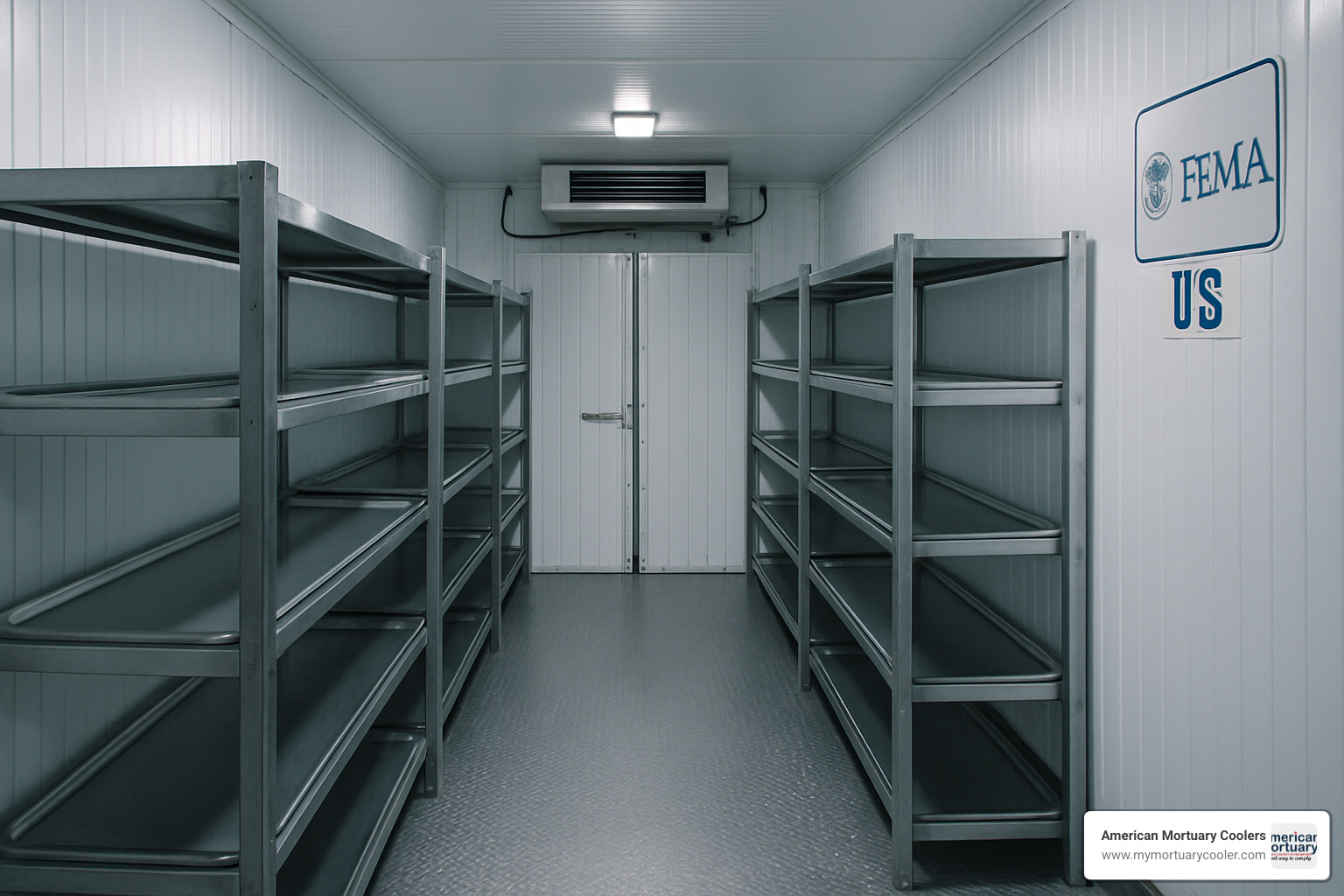 refrigerated trailer interior with body storage racks - morgue trucks