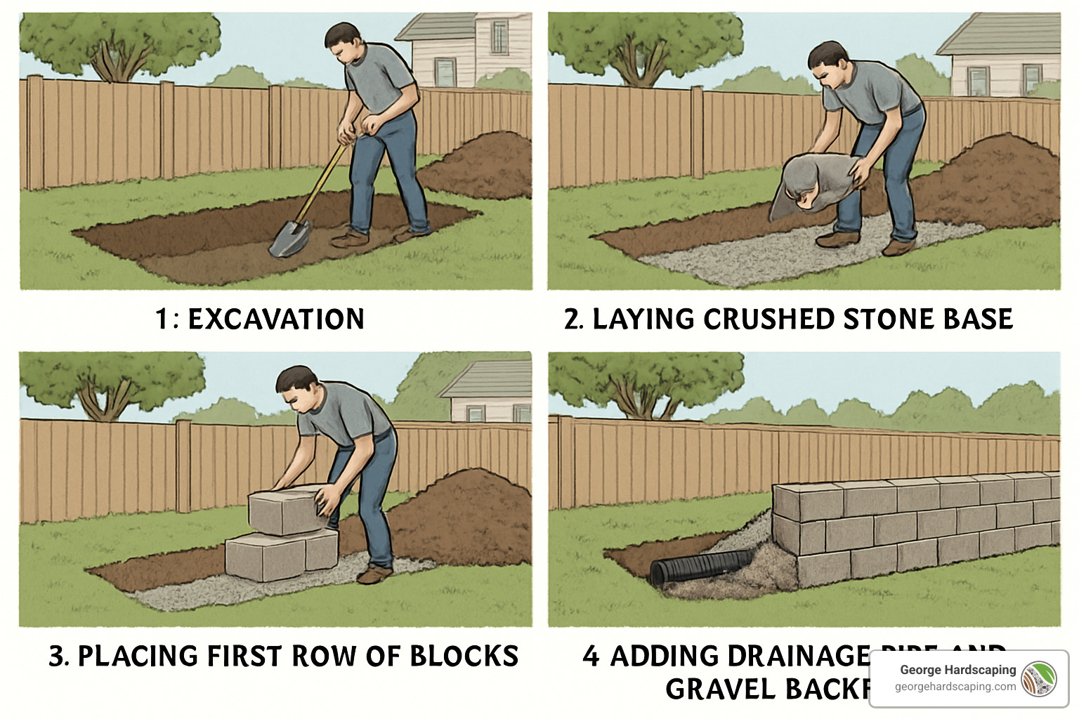 step by step retaining wall installation process - retaining wall block options