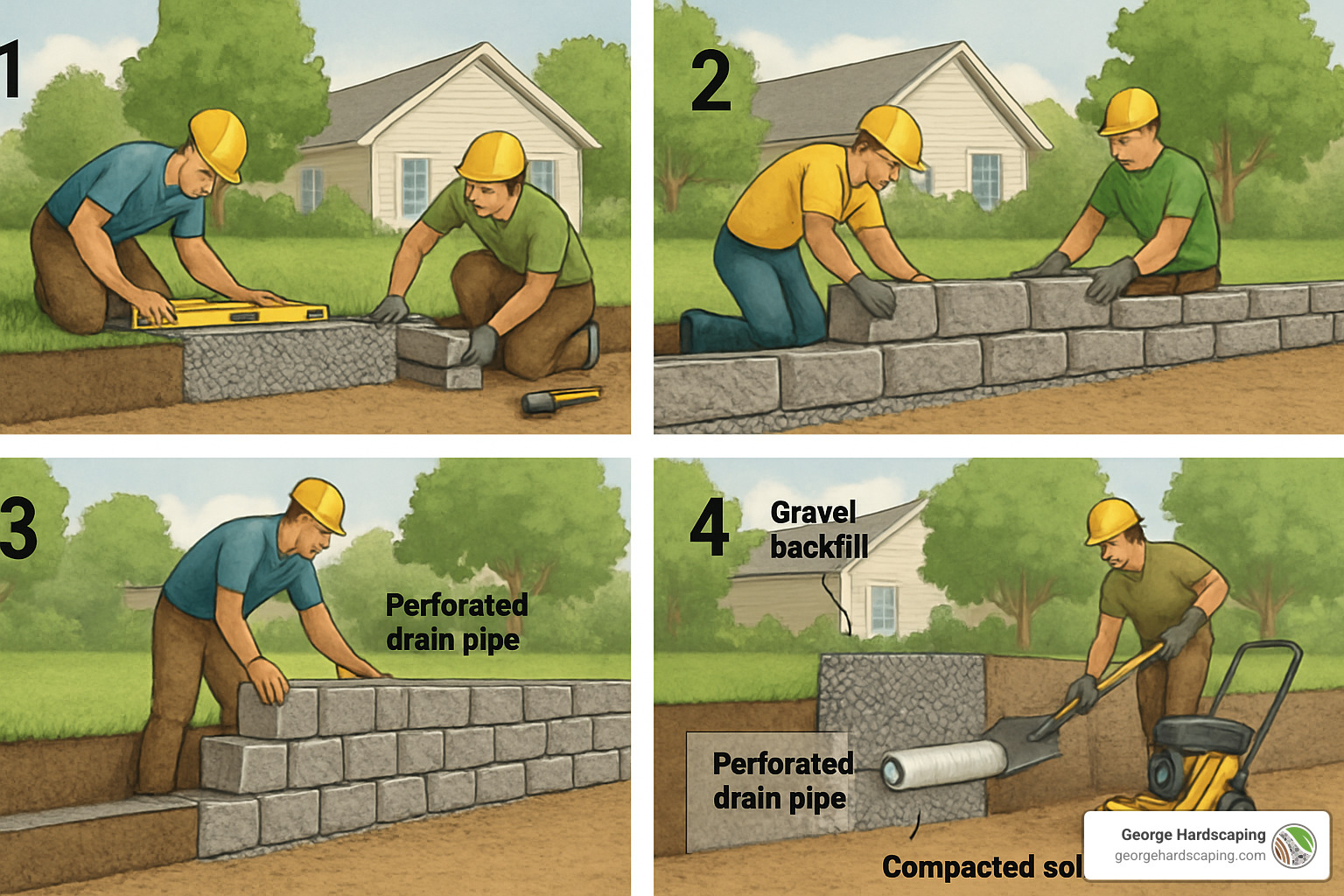 retaining wall construction process - retaining wall block options