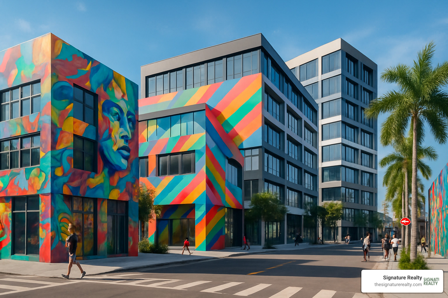 Wynwood office building skyline featuring modern developments - wynwood commercial real estate