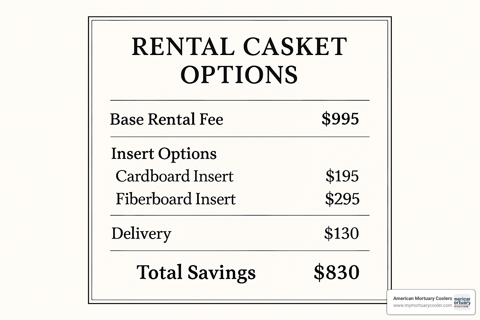 pricing sheet - rent a casket
