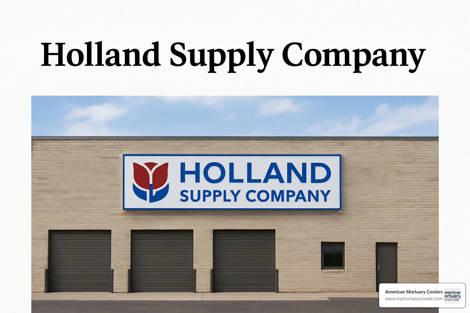 Modern industrial facility in Lewis Center, Ohio showing Holland Supply Company headquarters with loading docks and fleet vehicles - holland supply company