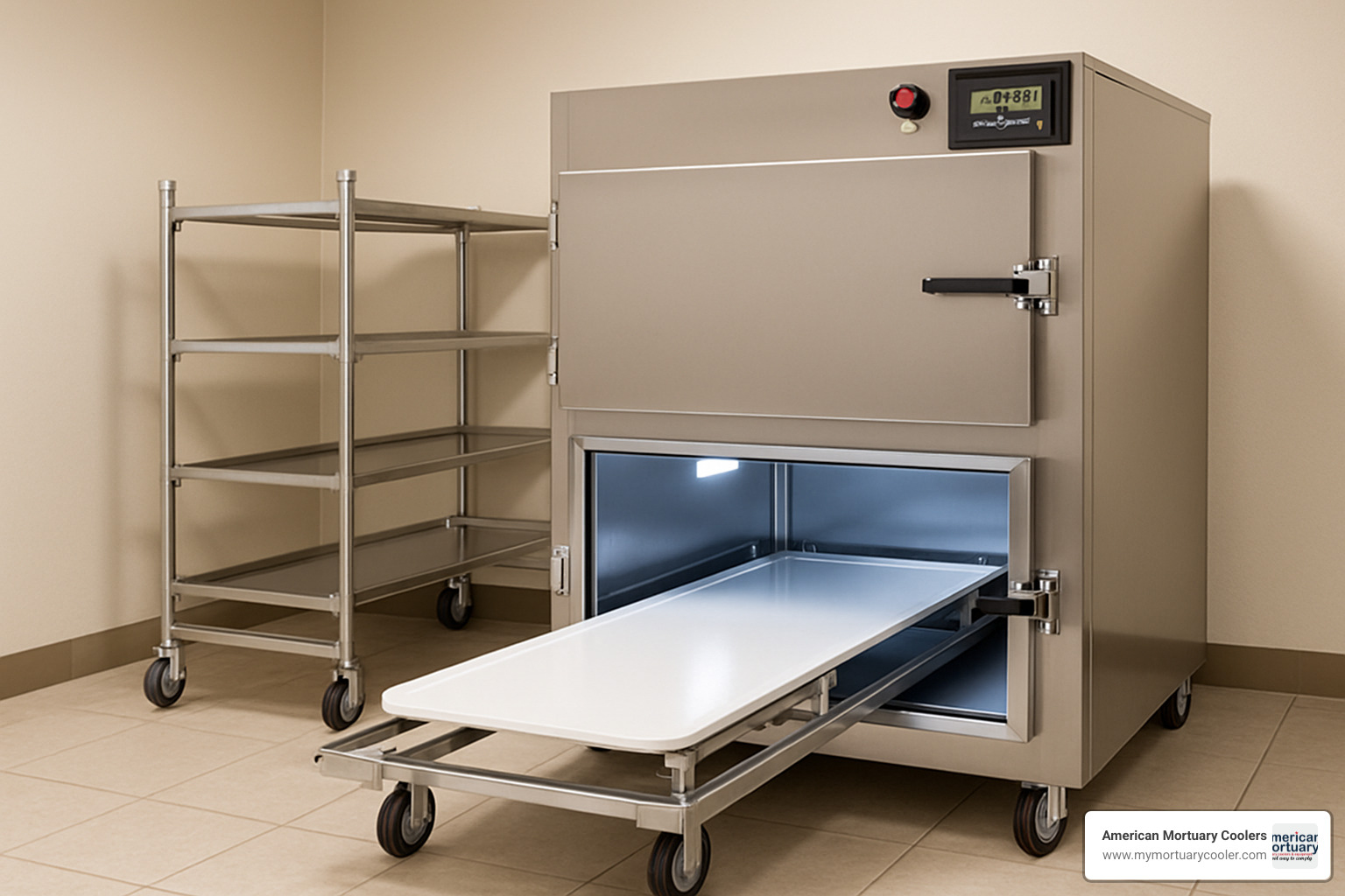 Mortuary cooler accessories and customization options - 2 body mortuary cooler
