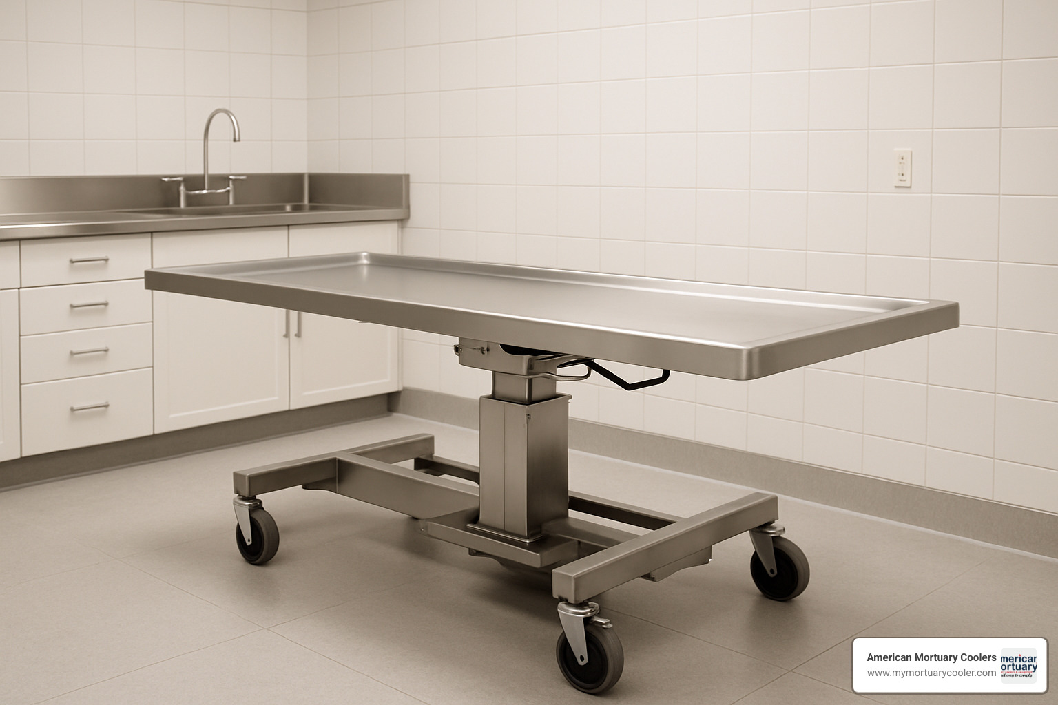 Modern stainless steel hydraulic cooling table - mortuary cooling table