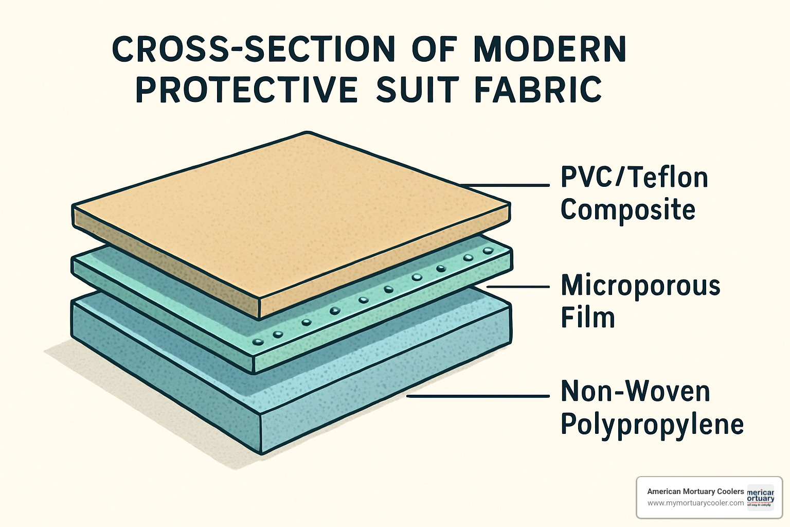 fabric cross-section showing multiple layers - full body protective suit