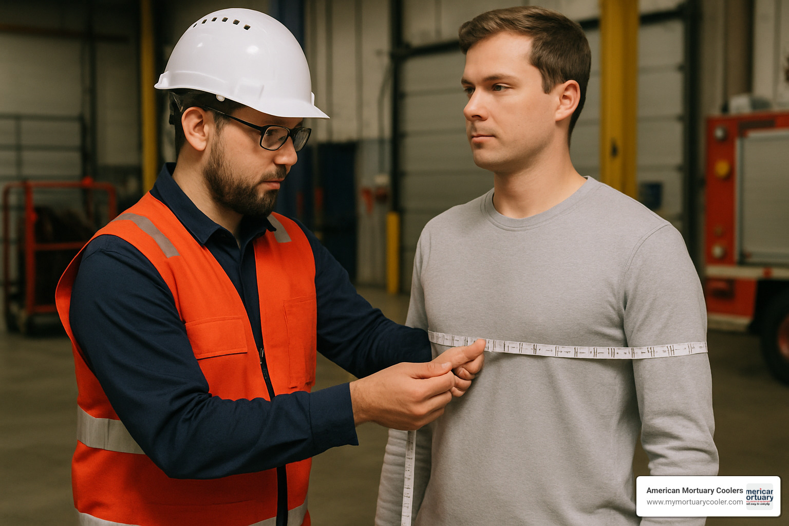 sizing measurement demonstration - full body protective suit