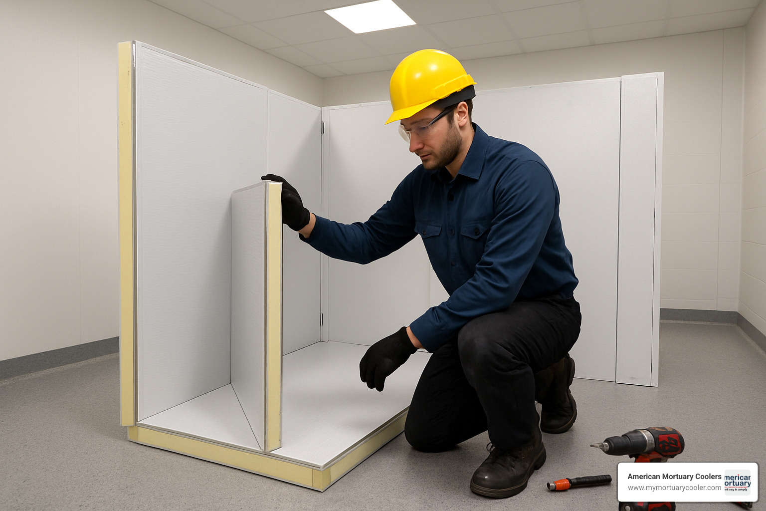 Professional installation of 8x10 mortuary cooler - 8x10 mortuary cooler