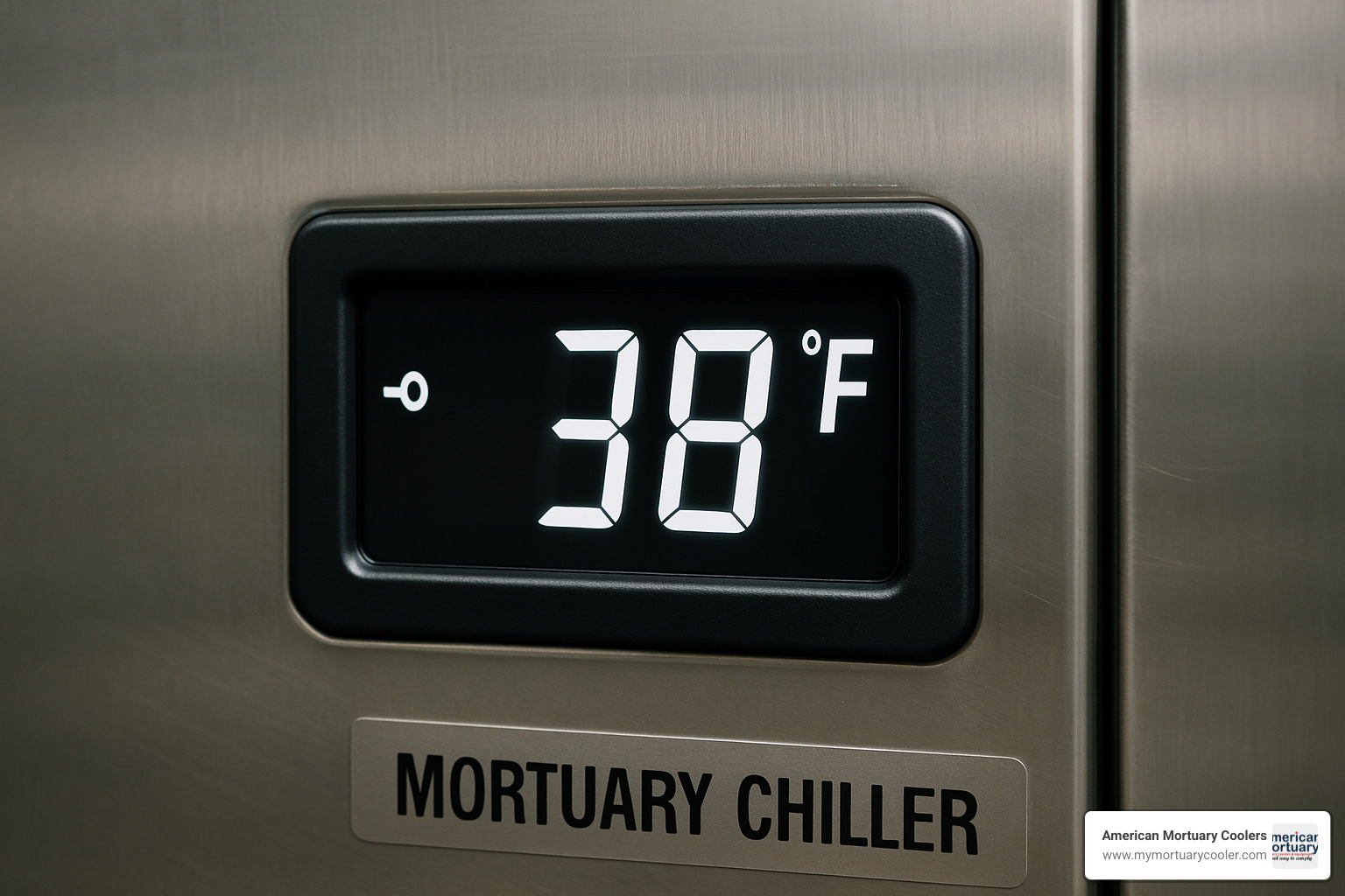 Close-up of digital thermostat display showing precise temperature control - mortuary-chiller-