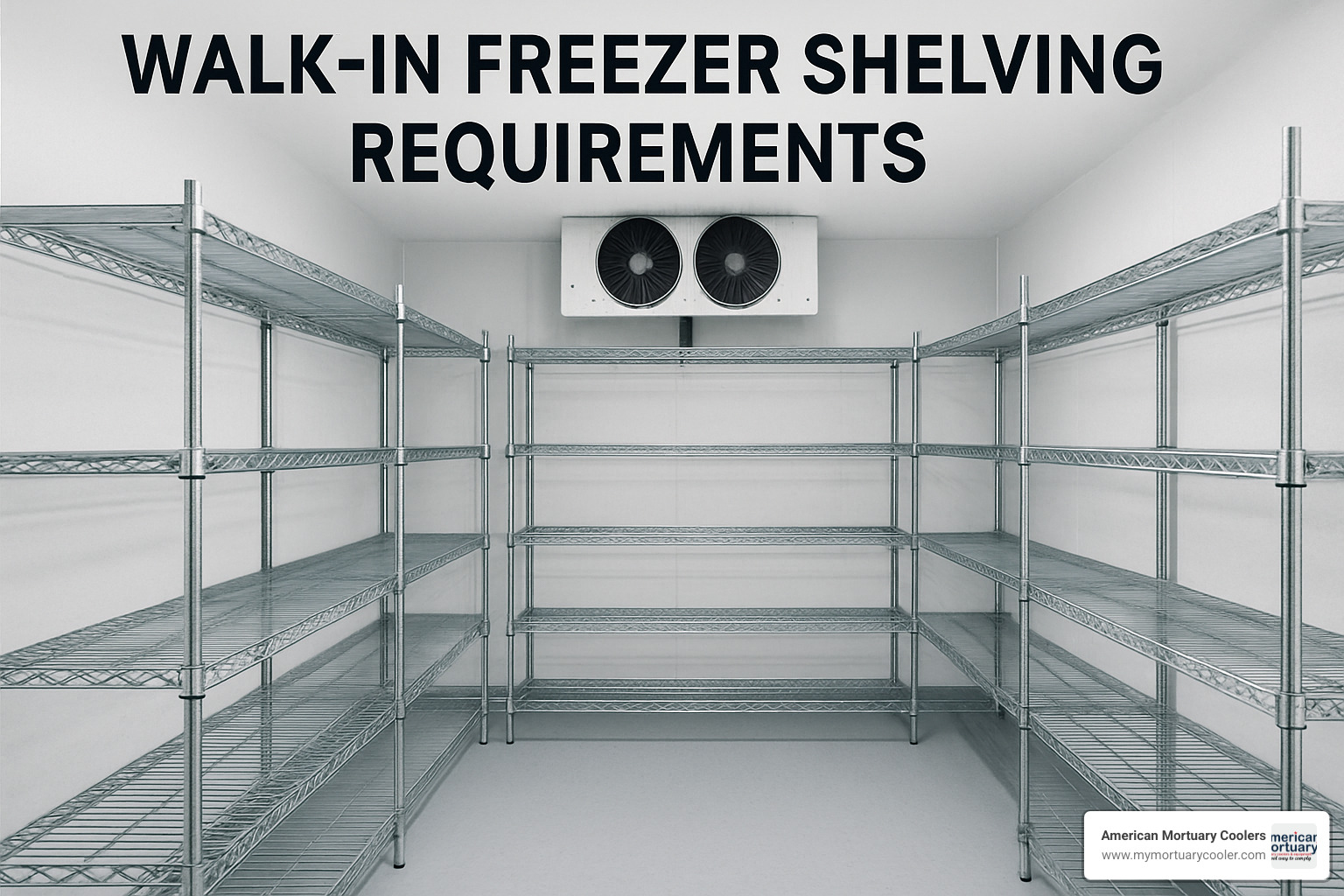 Organized freezer with clearly labeled storage bins showing proper food segregation, with raw meats on bottom shelves, prepared foods on upper shelves, and clear labeling systems - walk-in freezer shelving requirements