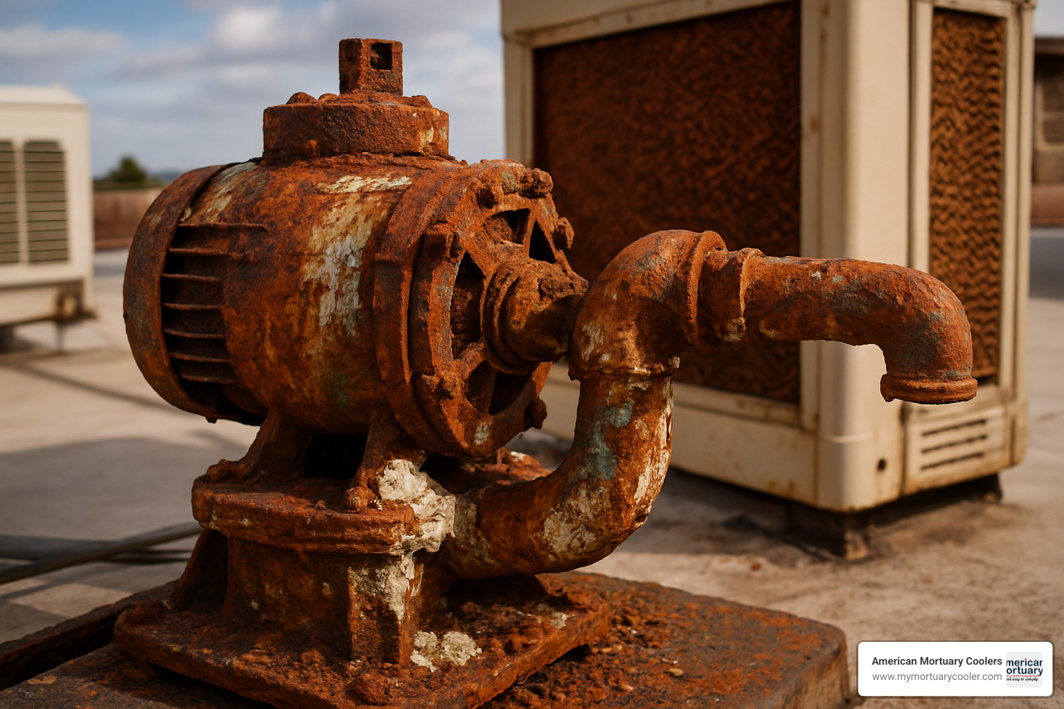 rusted air cooler pump showing corrosion damage - air cooler repair shop near me