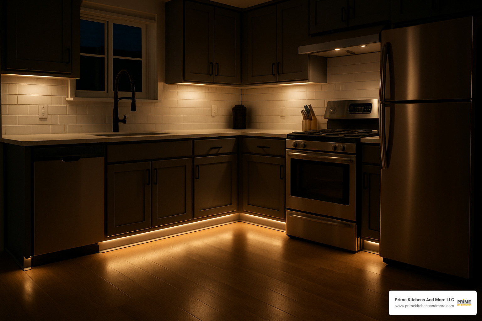 baseboard night-lights providing safe navigation - kitchen remodeling for seniors