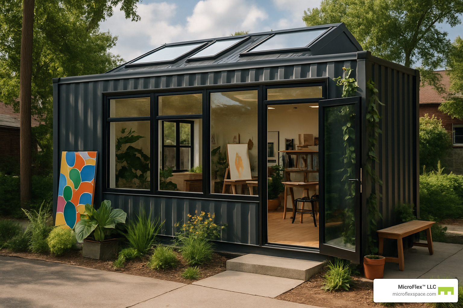shipping container converted to creative studio - creative workspace for rent