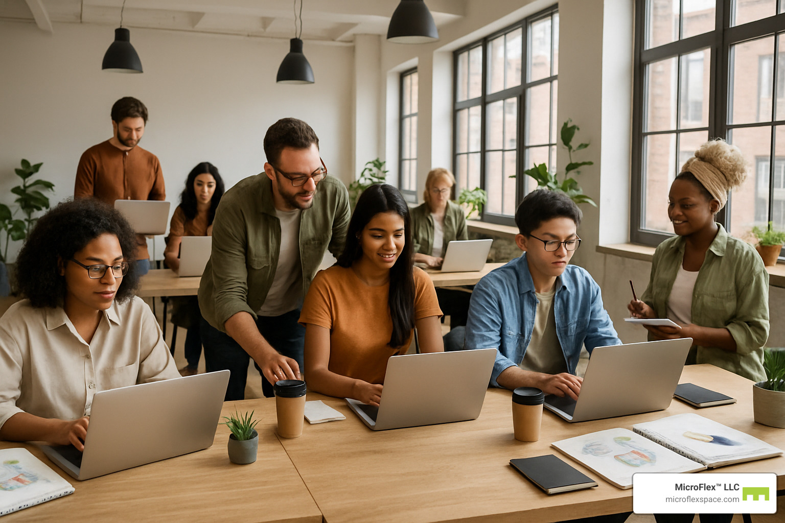 coworking space with diverse creative professionals - creative workspace for rent