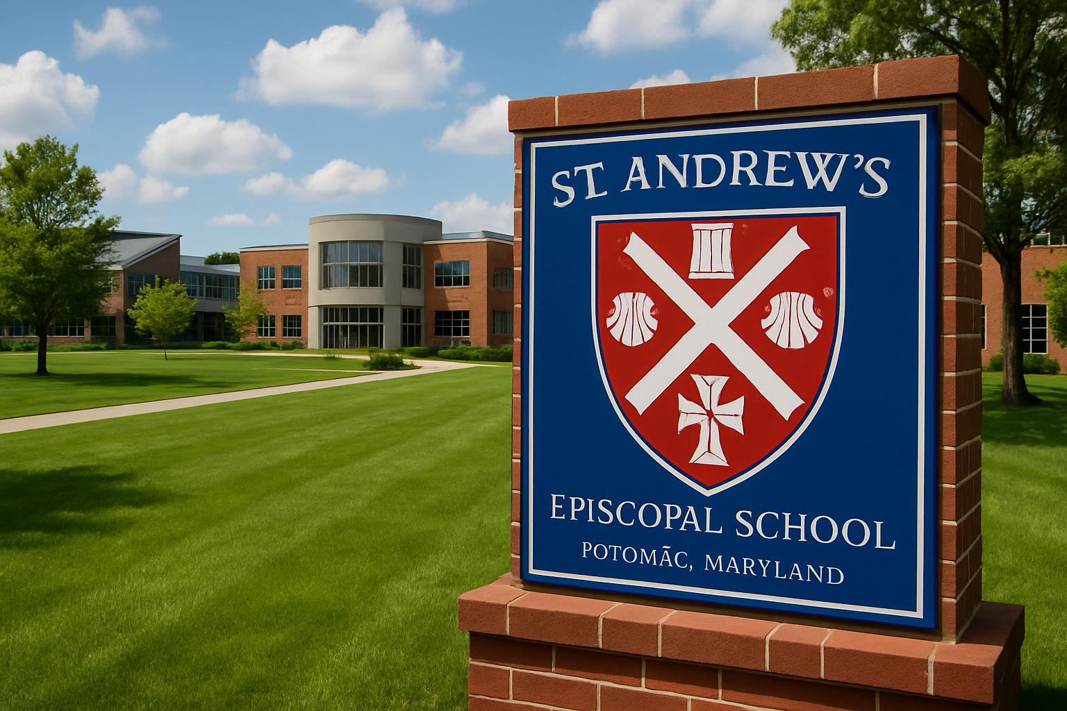 St. Andrew's Episcopal School crest and campus - barron trump St. Andrew's Episcopal School crest and campus - barron trump