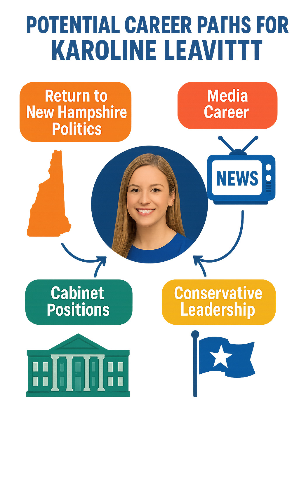 Infographic showing potential career paths for Karoline Leavitt after her White House service, including returning to New Hampshire politics, media career, cabinet positions, and conservative leadership roles - karoline leavitt infographic Infographic showing potential career paths for Karoline Leavitt after her White House service, including returning to New Hampshire politics, media career, cabinet positions, and conservative leadership roles - karoline leavitt infographic