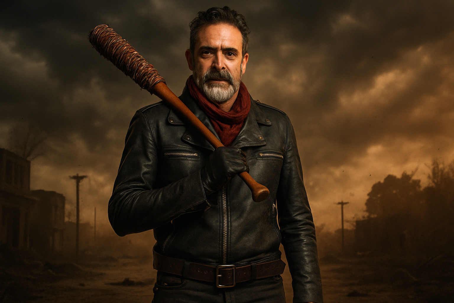 Jeffrey Dean Morgan as Negan with his iconic barbed wire bat Lucille - jeffrey dean morgan Jeffrey Dean Morgan as Negan with his iconic barbed wire bat Lucille - jeffrey dean morgan