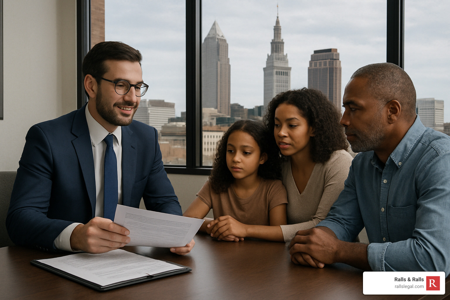 Cleveland car accident attorney meeting with clients - Cleveland car crash attorney
