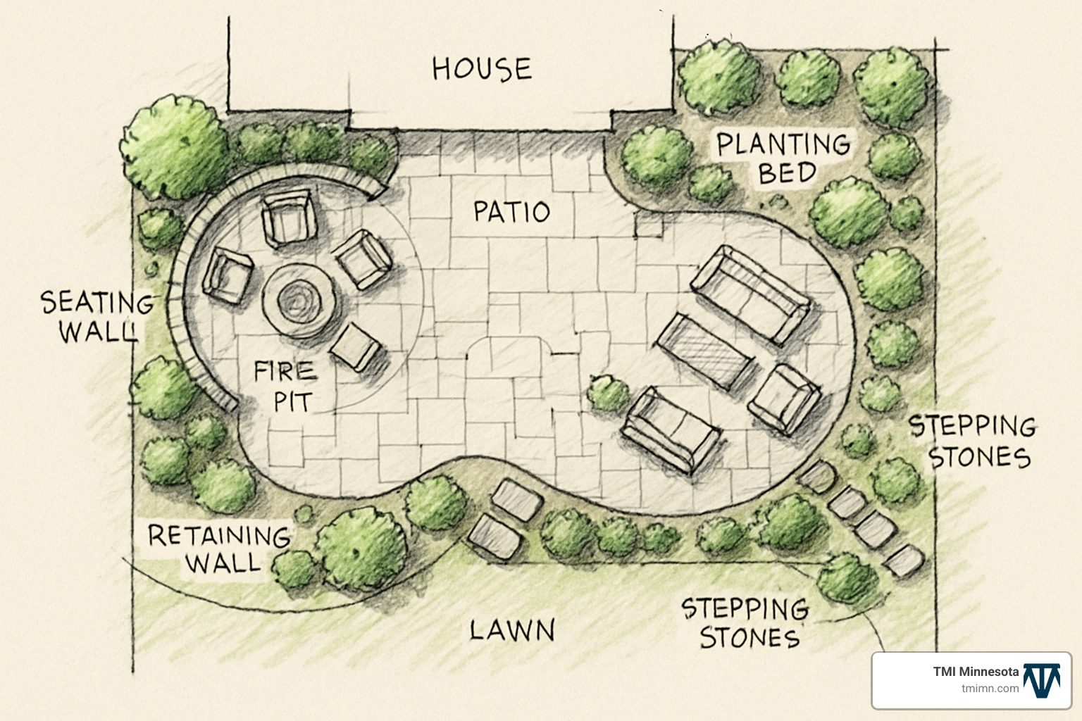 concept plan sketch - custom outdoor living areas