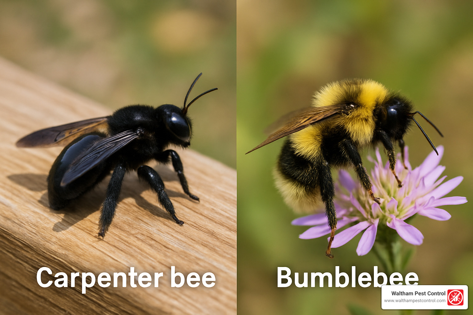 carpenter bee vs bumblebee comparison - how to deter carpenter bees