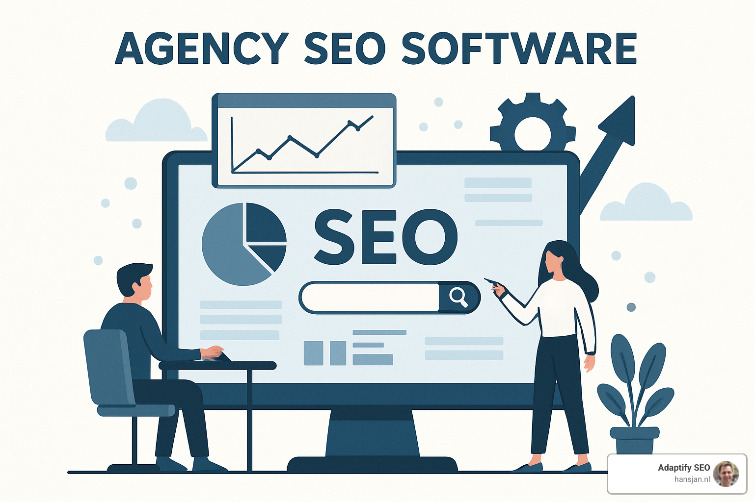 AI robot analyzing search engine results and generating SEO recommendations - Agency SEO software