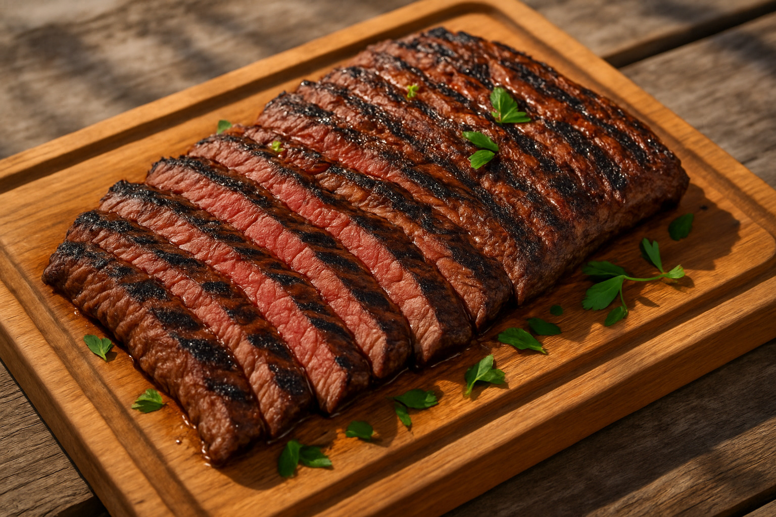 perfectly grilled skirt steak slices - skirt steak