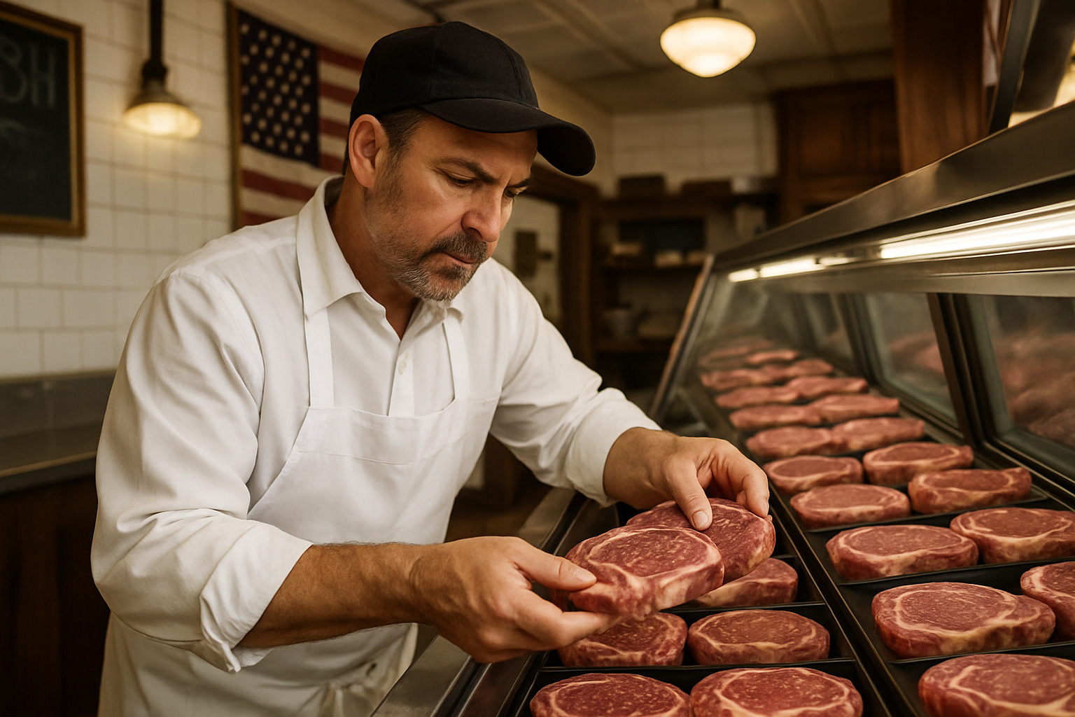 butcher selecting ribeye steaks - ribeye steak butcher selecting ribeye steaks - ribeye steak