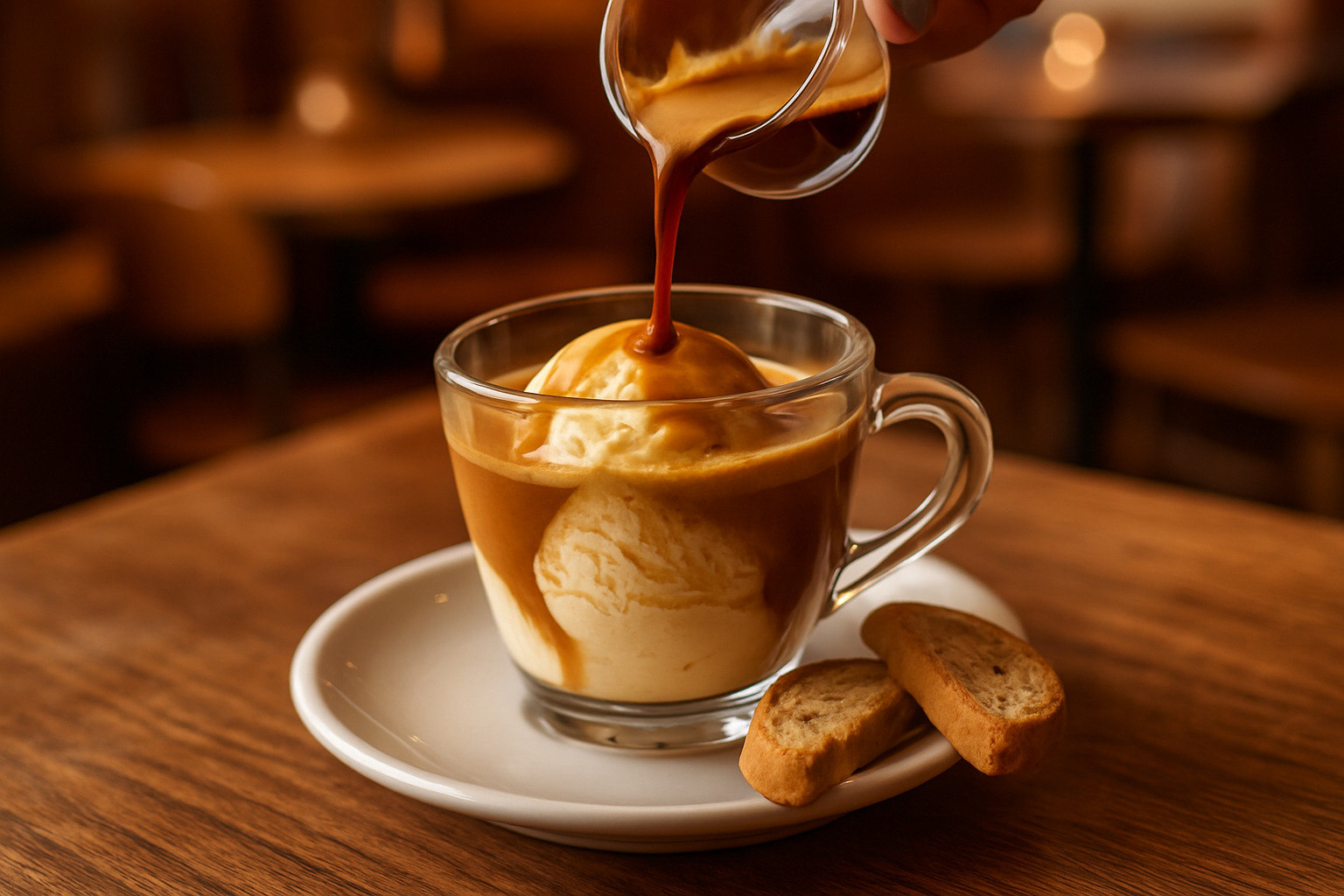 affogato with biscotti - affogato