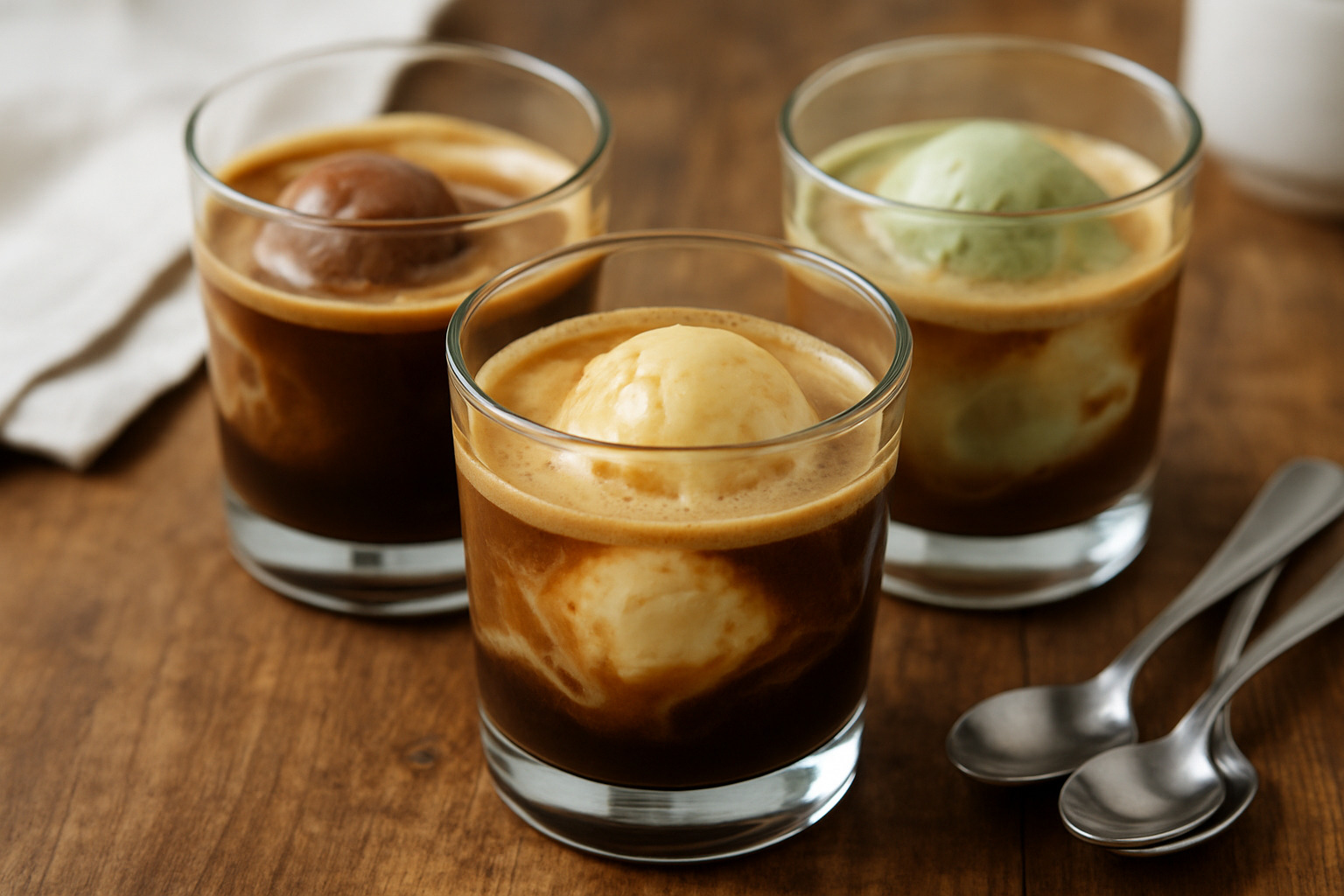 trio of flavored affogati - affogato