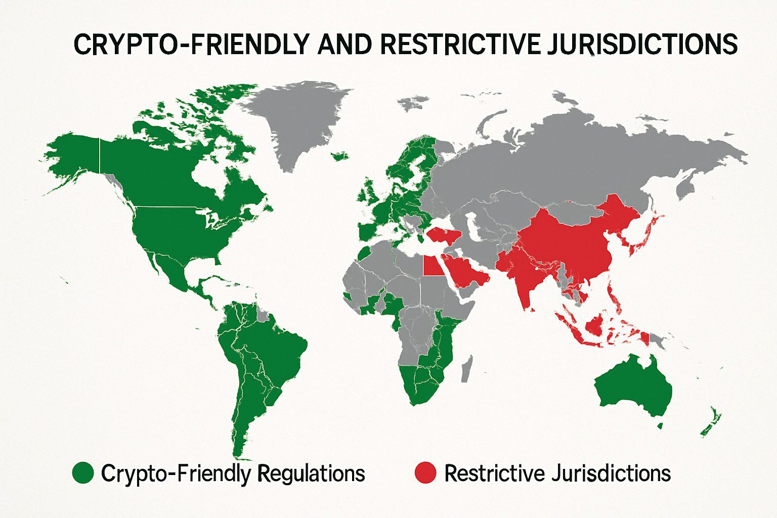 regulatory heat map showing crypto-friendly and restrictive jurisdictions - crypto news