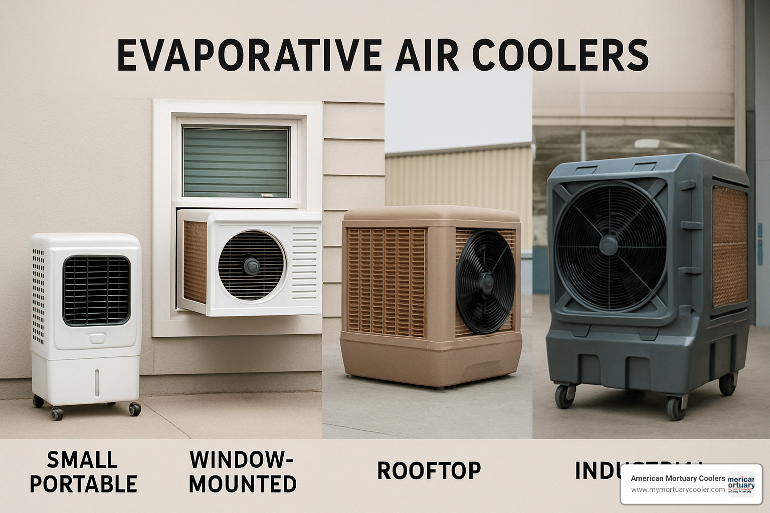 comparison of different evaporative cooler types from small portable to large industrial units - evaporative air cooler fan