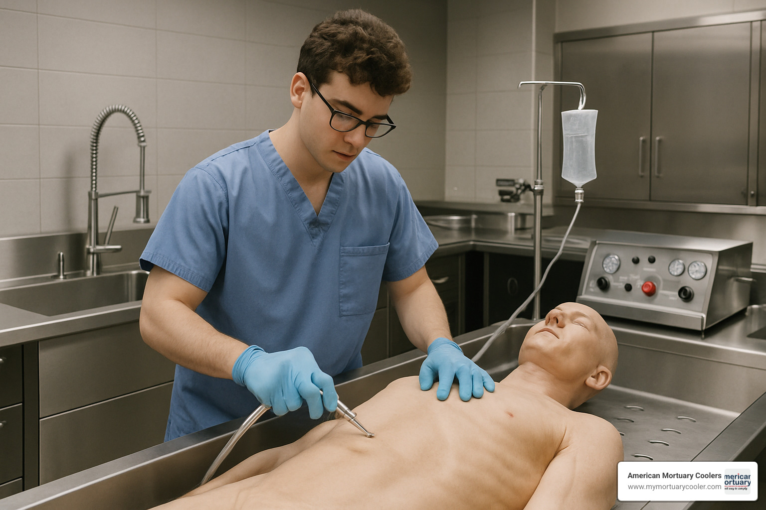 student in prep room - mortuary science degree colleges