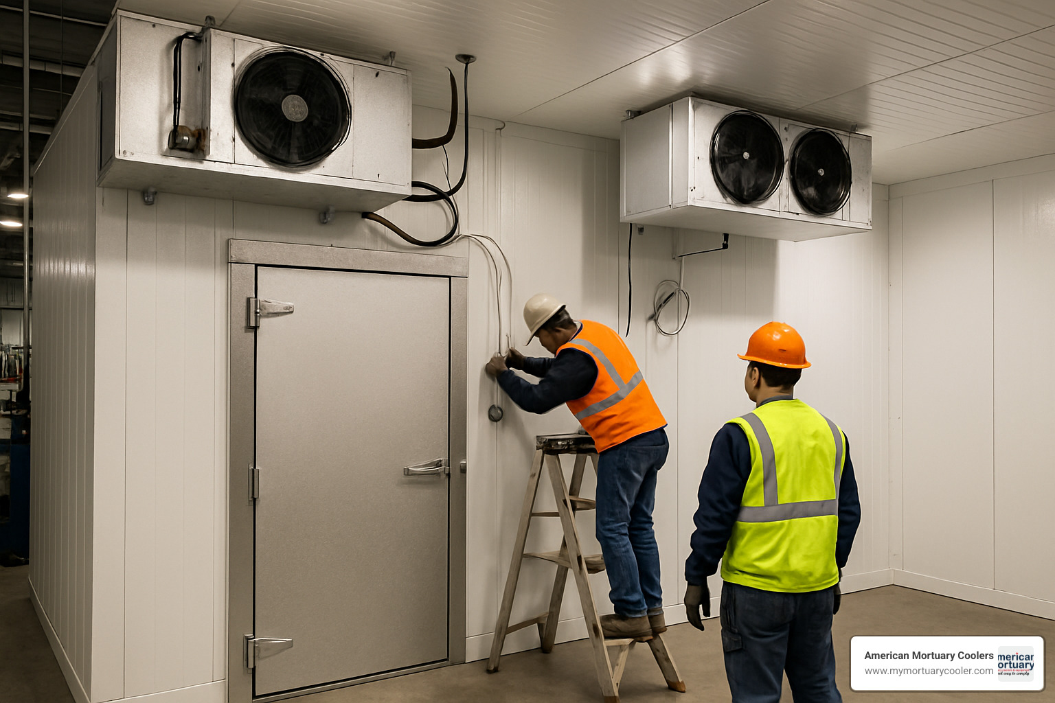 freezer room condensing unit and evaporator installation - freezer-room