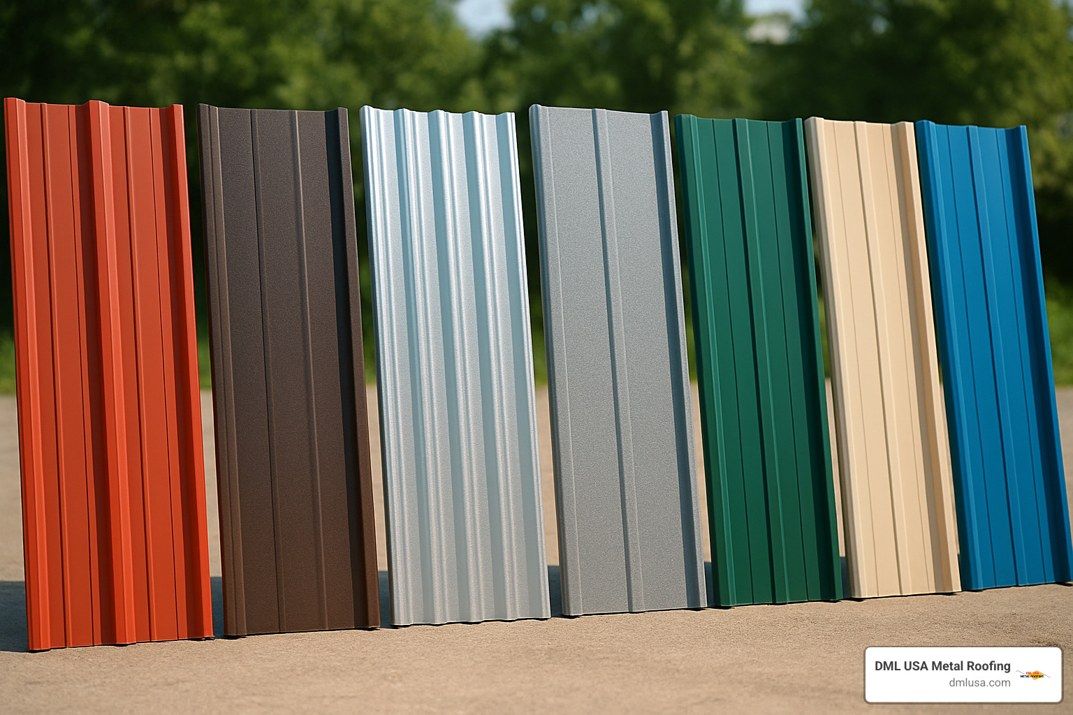 colorful lineup of various heavy gauge metal panel profiles and finishes - heavy gauge metal panels