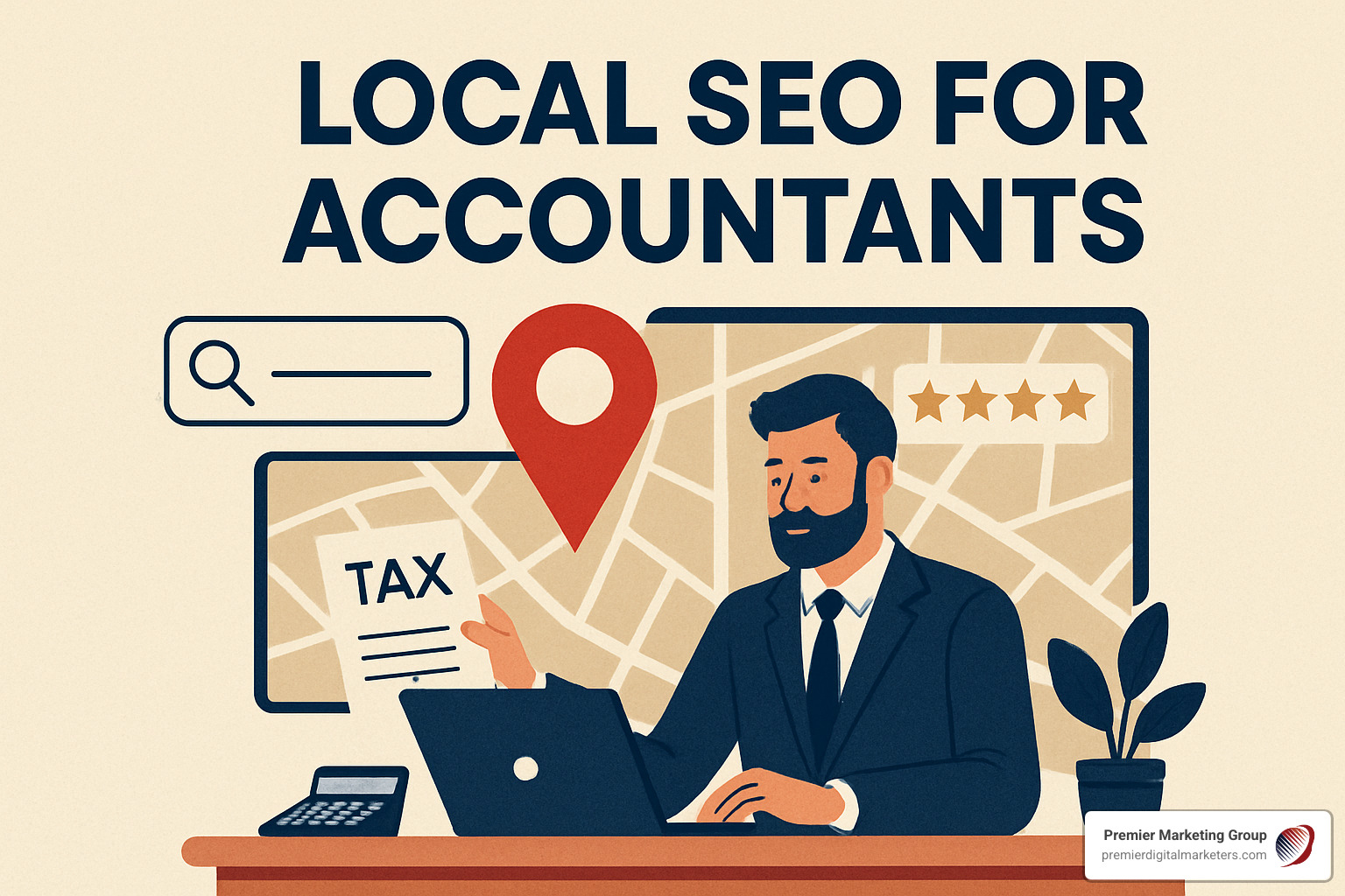 Screenshot showing a collection of 5-star Google reviews for an accounting firm, highlighting specific client testimonials about tax preparation and business consulting services - local seo for accountants