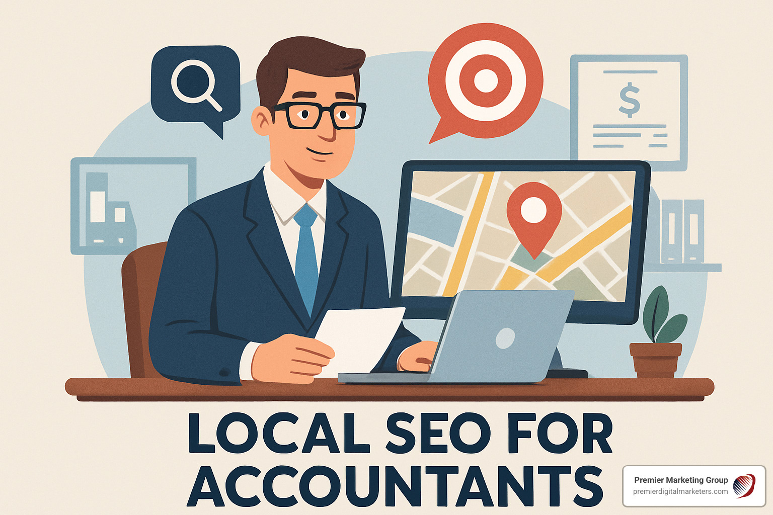 Screenshot of an optimized Google Business Profile dashboard showing 100% completeness score, recent customer reviews, regular posts, and professional photos - local seo for accountants