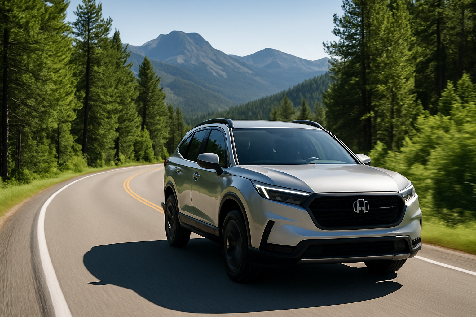 Honda CR-V on scenic mountain road - best suv for travel