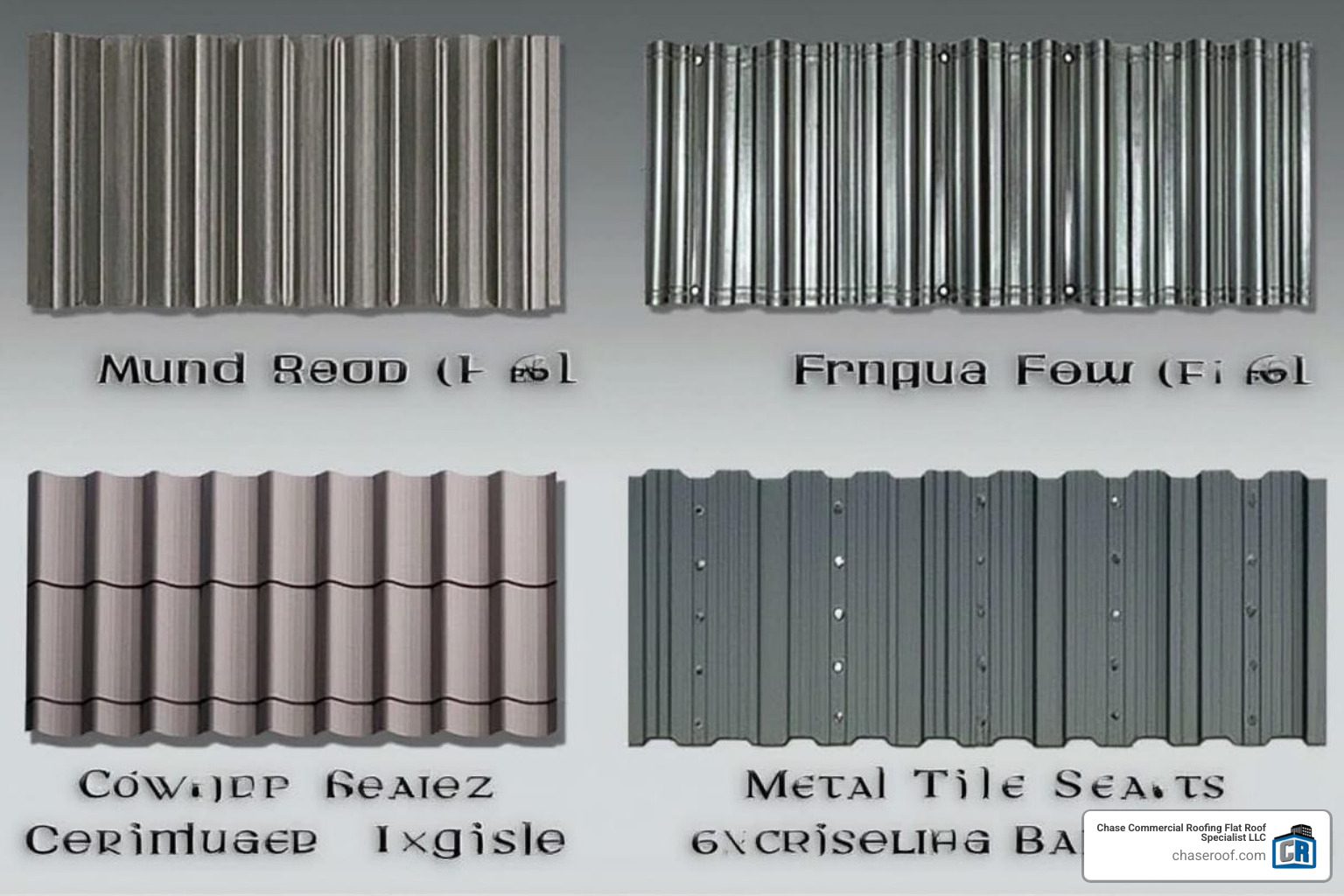Metal roofing profile comparison showing corrugated, ribbed, standing seam, and metal tile options with gauge specifications - bulk metal roofing