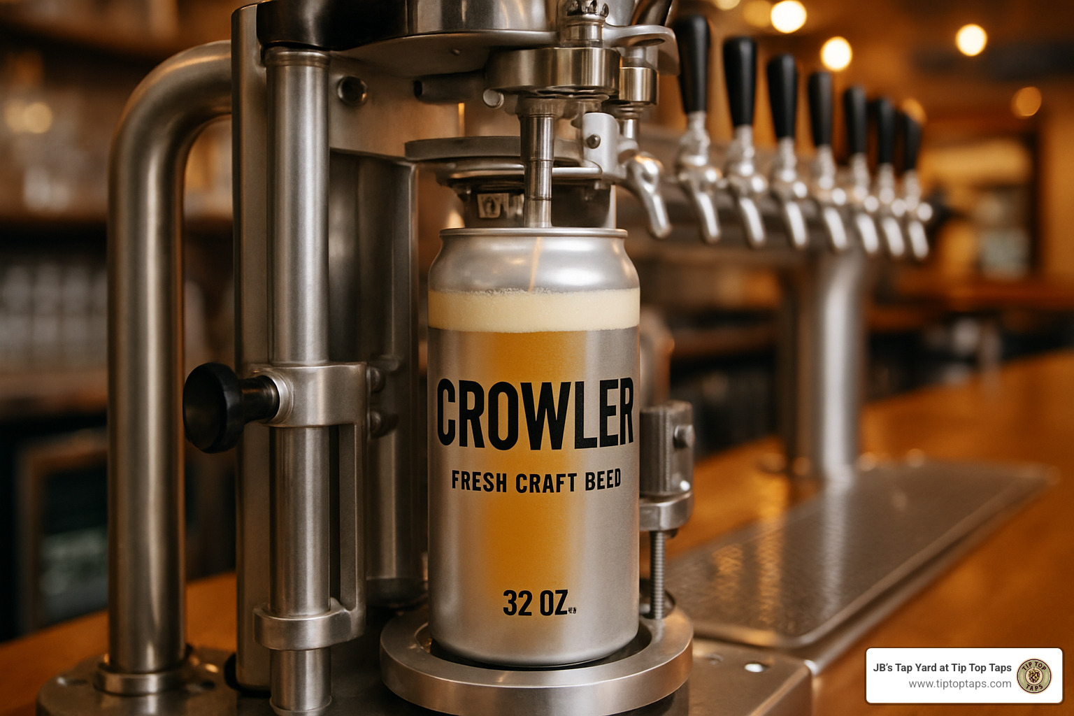 crowler machine filling a fresh can at a taproom - craft beer augusta ga