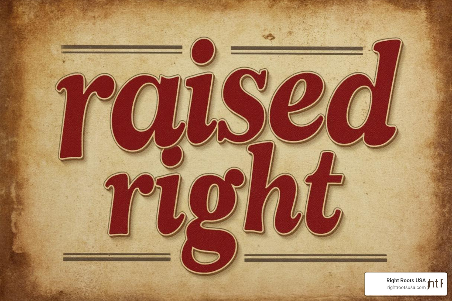 raised right phrase in vintage script - raised right tshirt