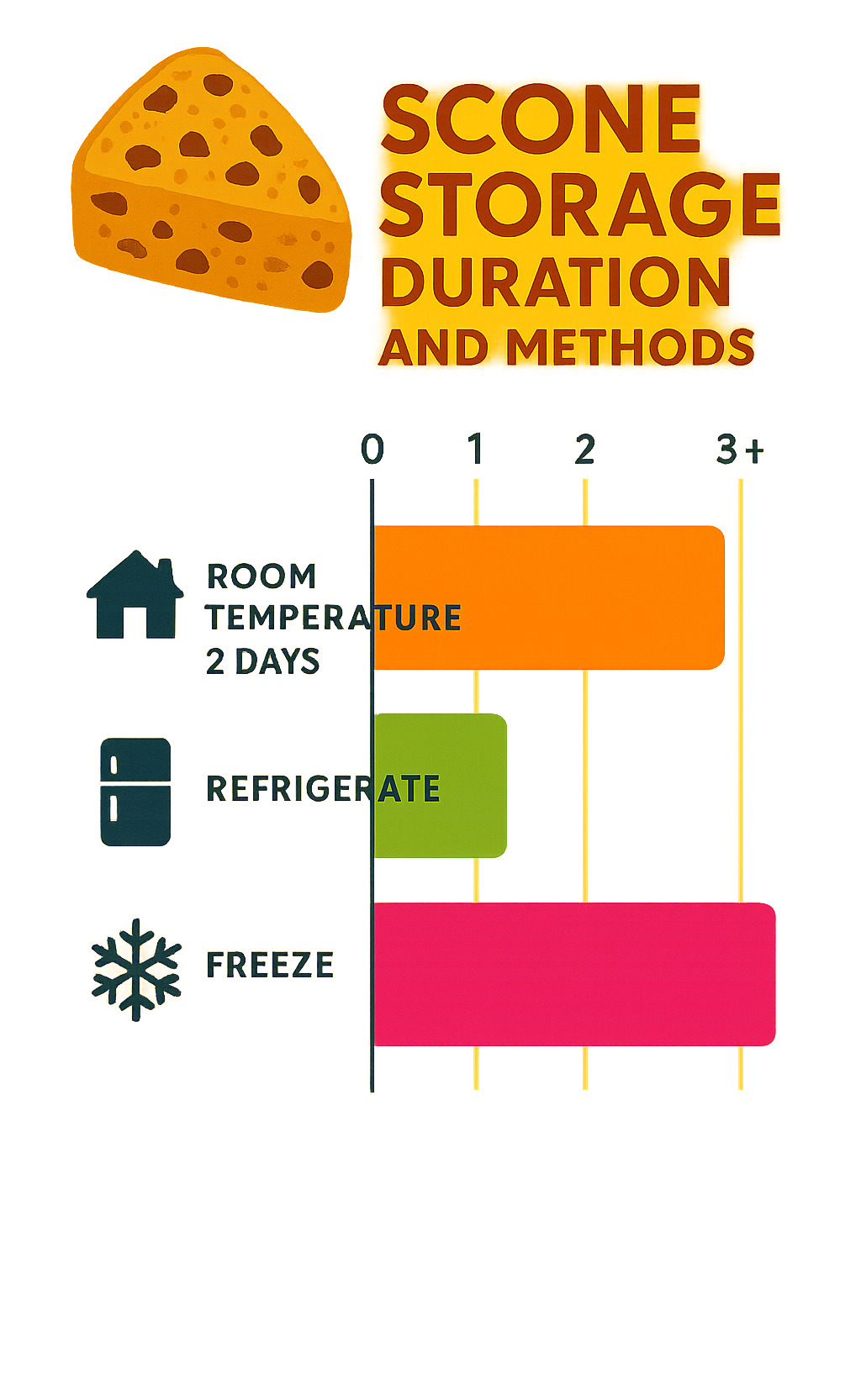 statistical chart showing scone storage duration and methods - scones infographic 