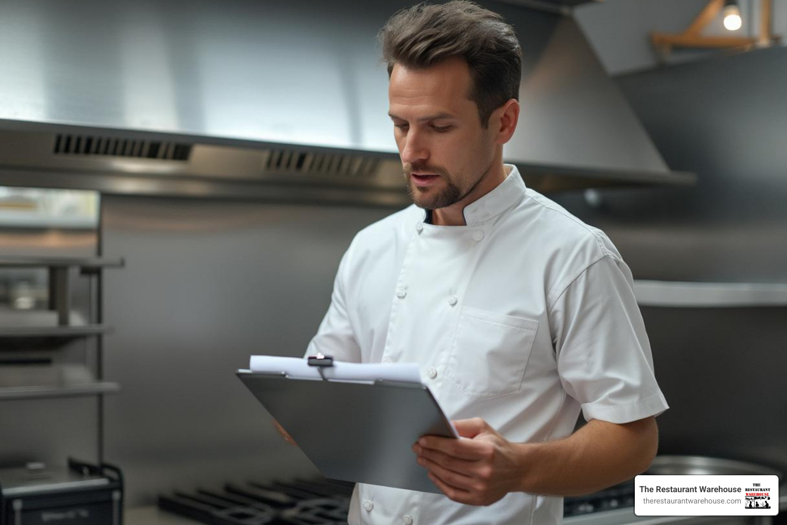 restaurant owner examining ventless hood specifications - ventless hood systems for restaurants