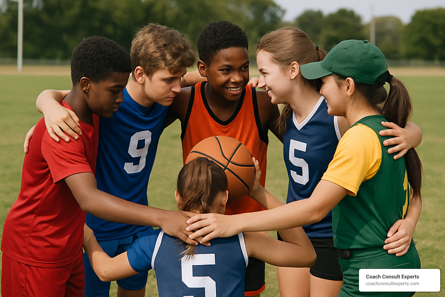 youth team huddle - sports mindset coach