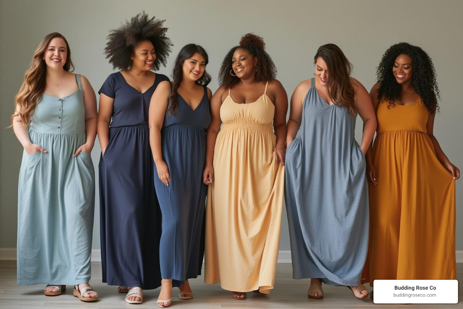 dress features showing pockets, stretch fabric, and adjustable straps on plus size maxi dresses - cute plus size maxi dresses for cheap