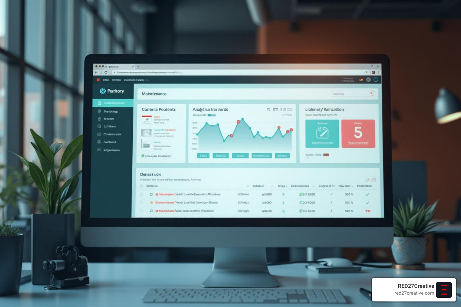 Aurora Web Design 101: Responsive, Remarkable, Revolutionary • aurora web design • RED27Creative website maintenance dashboard interface - aurora web design
