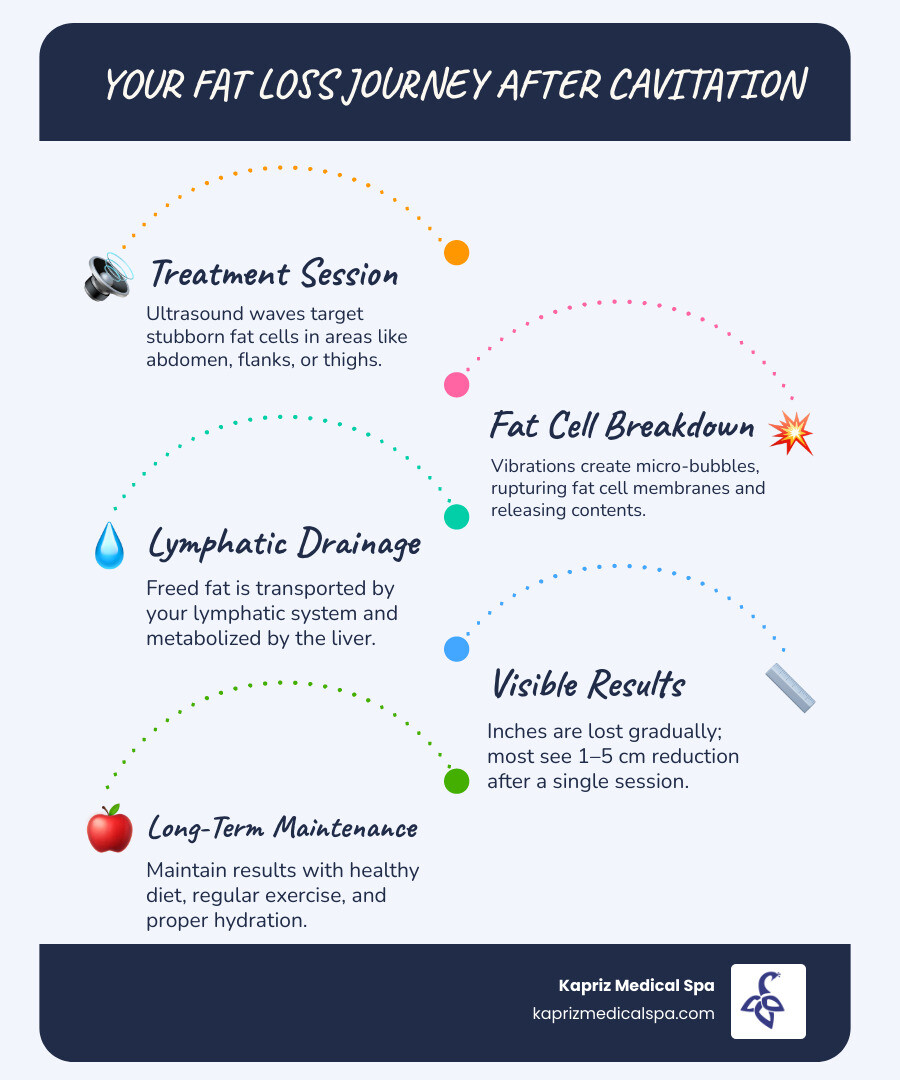 before-after infographic showing fat loss results from cavitation treatments - cavitation near me infographic infographic-line-5-steps-blues-accent_colors