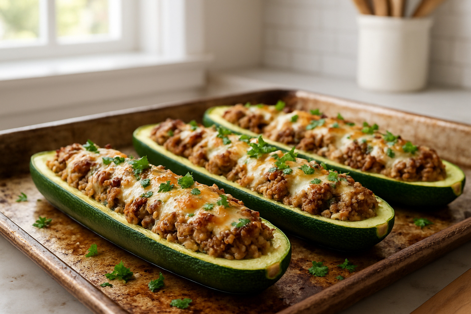 stuffed zucchini boats - zucchini