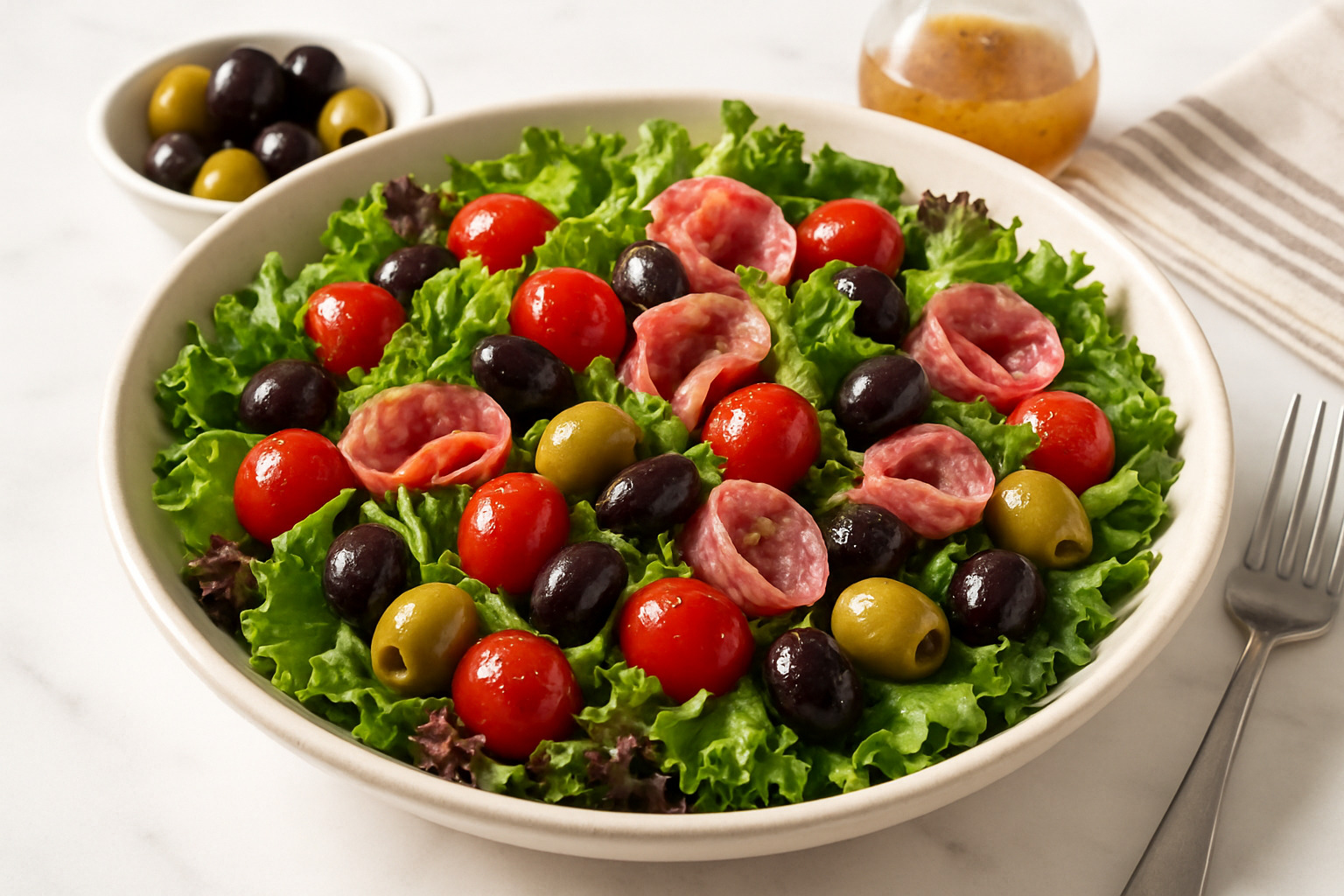 fresh antipasto salad with olives and cherry tomatoes - stromboli