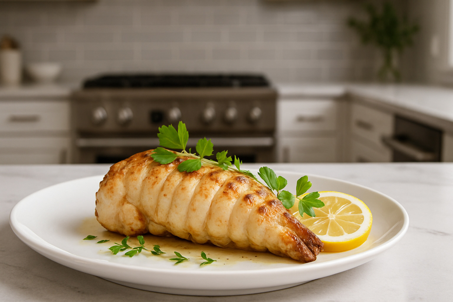 cooked monkfish tail - monkfish