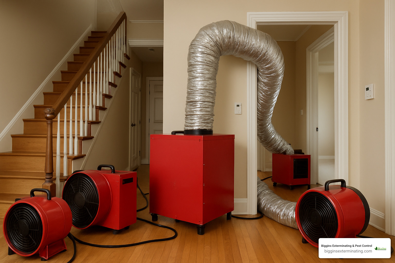 Industrial heating fans and equipment used for whole-home heat treatment - bed bug exterminator lexington ma