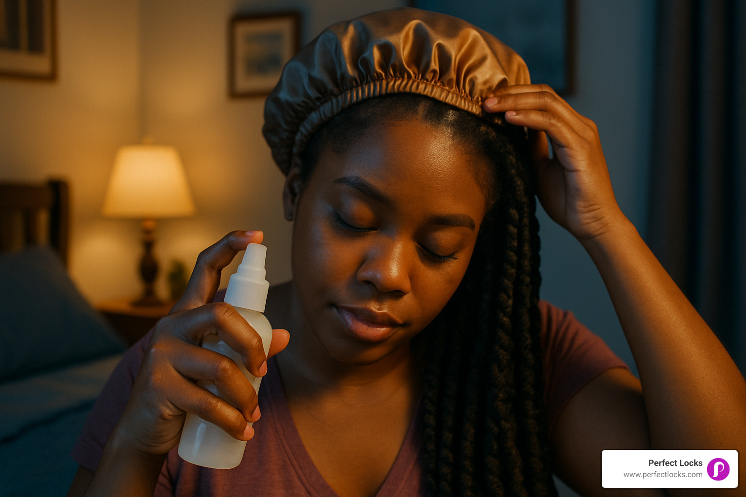 Nighttime braid care routine with silk bonnet and scalp moisturizing - braiding hair